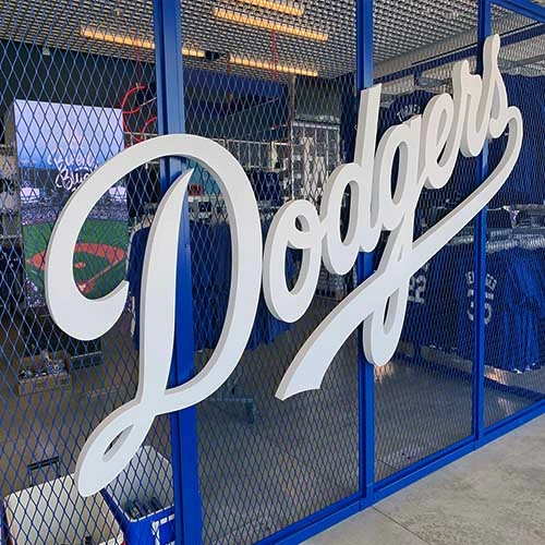 dodger sign metal painted white